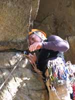Kristin leading RMC. (Category:  Rock Climbing)