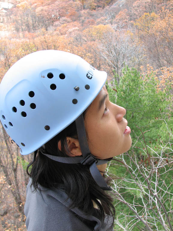 Aramy belaying. (Category:  Rock Climbing)