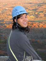 Aramy at the top of Shockley's Ceiling. (Category:  Rock Climbing)