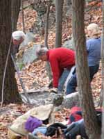 Dick Williams was nearby doing trail work.  I felt like a paparazzi, but I wanted a photo of Dick. (Category:  Rock Climbing)