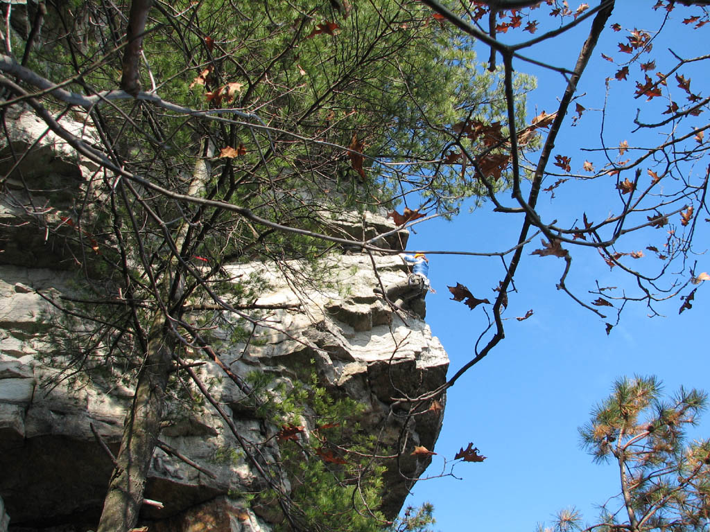 Kristin following Thin Slabs Direct. (Category:  Rock Climbing)