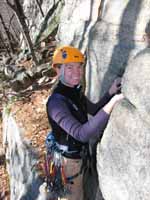 Kristin leading RMC. (Category:  Rock Climbing)