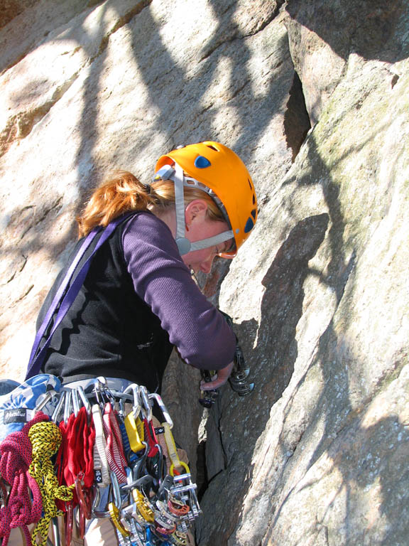 Kristin leading RMC. (Category:  Rock Climbing)