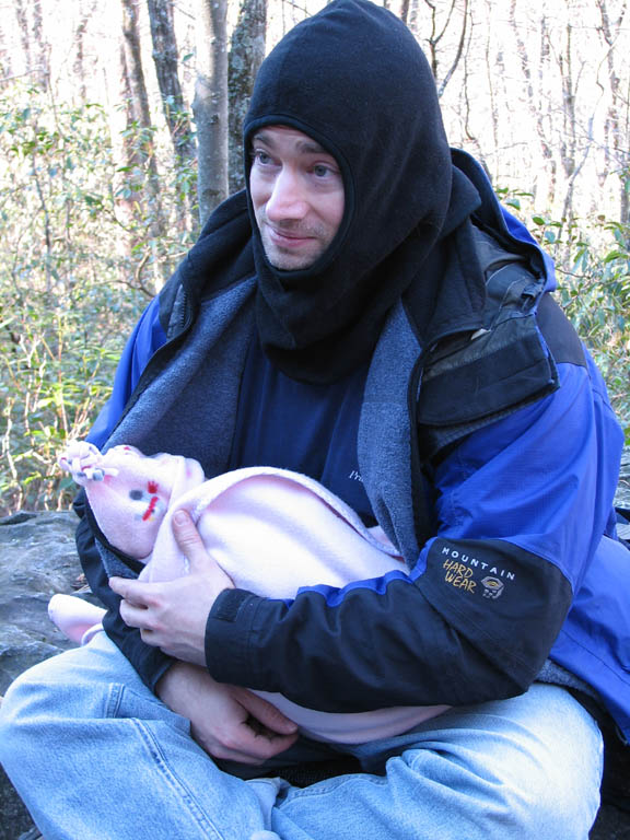 Jason holding Camile at Hidden Rocks. (Category:  Rock Climbing)