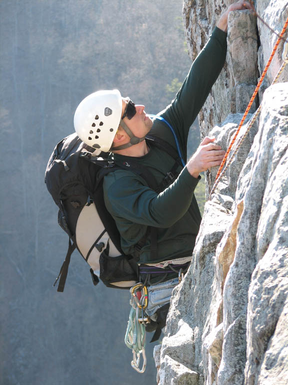 Jason following Conn's East. (Category:  Rock Climbing)