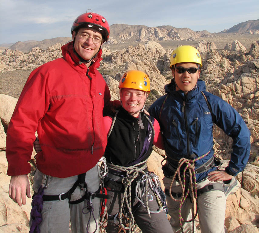 Me, Kristin and Aramy at the top of Lost Horse Wall. (Category:  Rock Climbing)