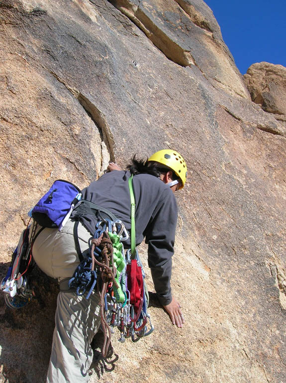 Aramy leading Crown Jewels, Feudal Wall. (Category:  Rock Climbing)