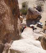 Kenny leading Duchess Right, Feudal Wall. (Category:  Rock Climbing)