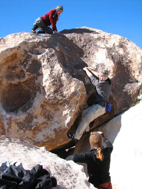 Aramy climbing Dino's Egg. (Category:  Rock Climbing)