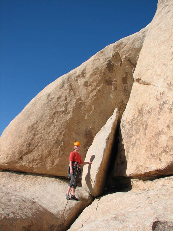 Kristin starting the second pitch of Mike's Books, Intersection Rock. (Category:  Rock Climbing)