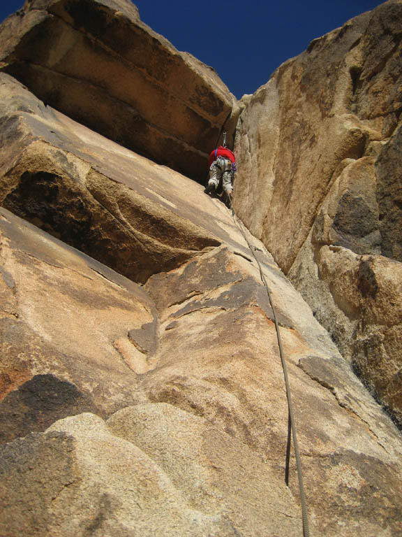 Getting ready to lead the big roof on Direct South Face, Moosedog Tower. (Category:  Rock Climbing)