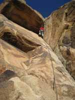 Getting ready to lead the big roof on Direct South Face, Moosedog Tower. (Category:  Rock Climbing)
