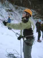 Jess belaying (Category:  Ice Climbing)