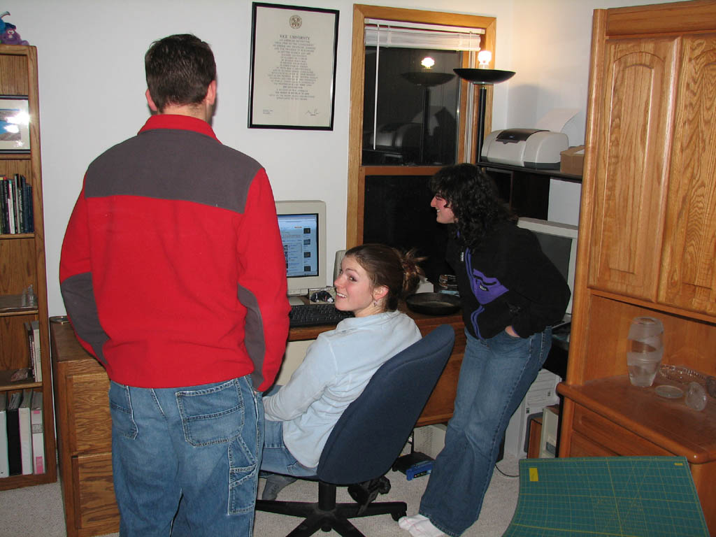 Adam, Kara and Marci watching youtube. (Category:  Party)