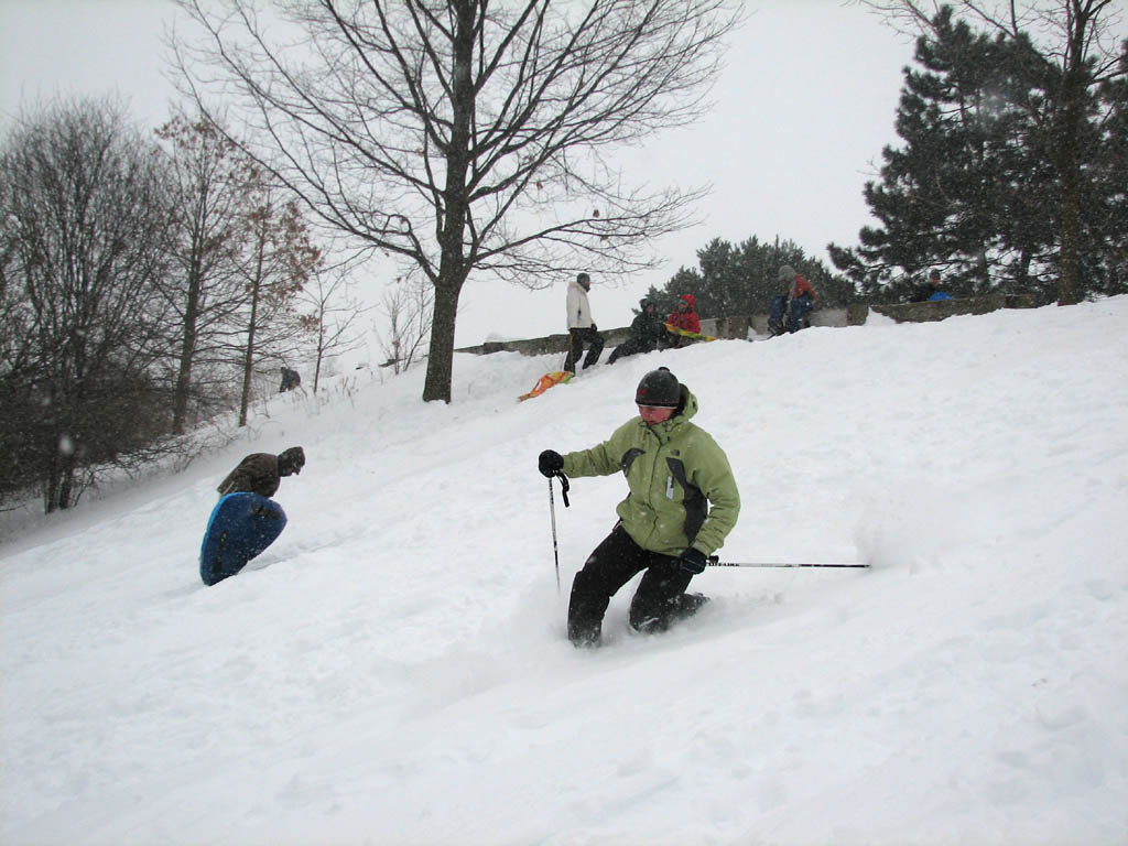 Erika on her tele skis. (Category:  Skiing)