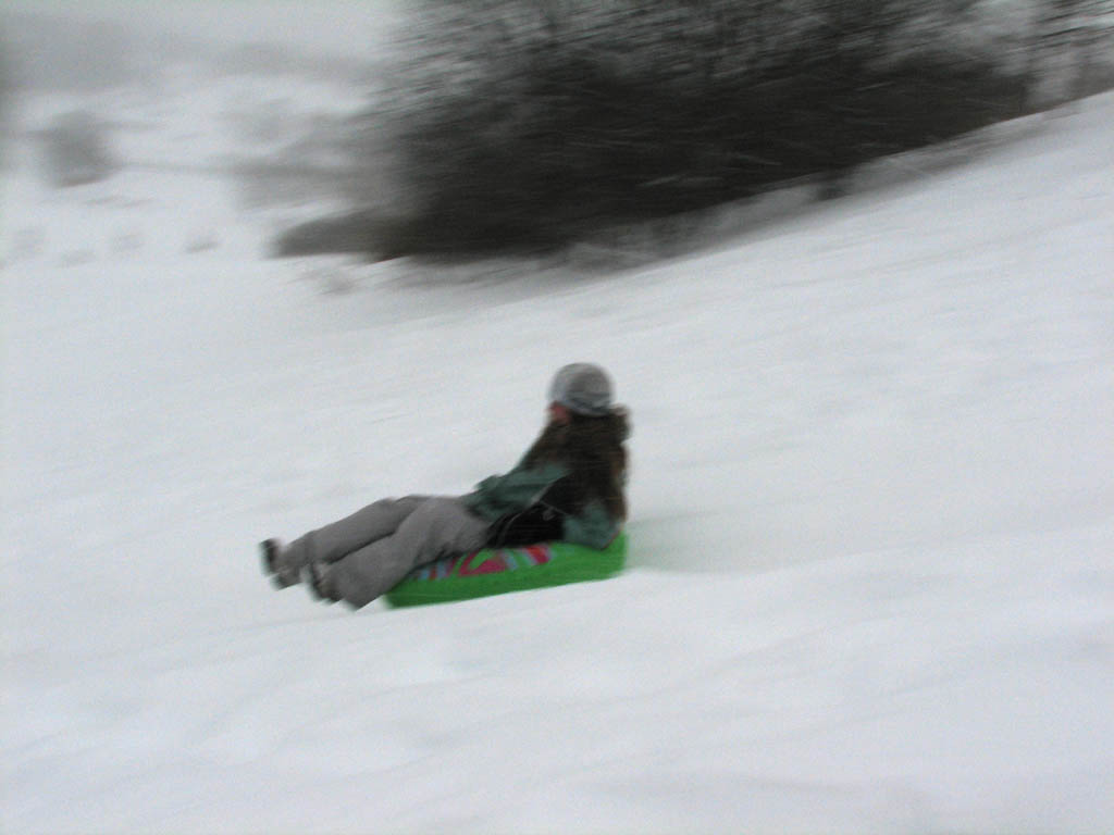 Anna sledding. (Category:  Skiing)