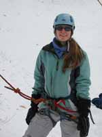 Anna getting ready to climb. (Category:  Ice Climbing)