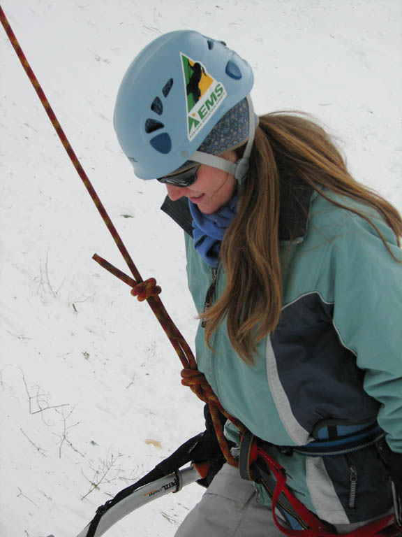 Anna getting ready to climb. (Category:  Ice Climbing)