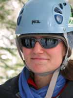 Anna with her first ever pair of sunglasses.  Don't drop them in the snow! (Category:  Ice Climbing)