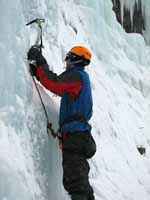 Keith climbing Mate, Spawn and Die. (Category:  Ice Climbing)