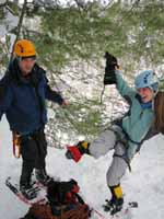 Keith and Anna getting goofy with snowshoes. (Category:  Ice Climbing)