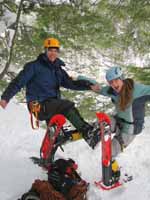 Keith and Anna getting goofy with snowshoes. (Category:  Ice Climbing)
