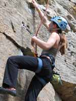 Anna climbing Injured Reserve. (Category:  Rock Climbing)