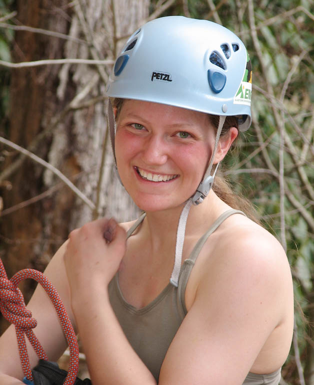 Anna after climbing Injured Reserve. (Category:  Rock Climbing)