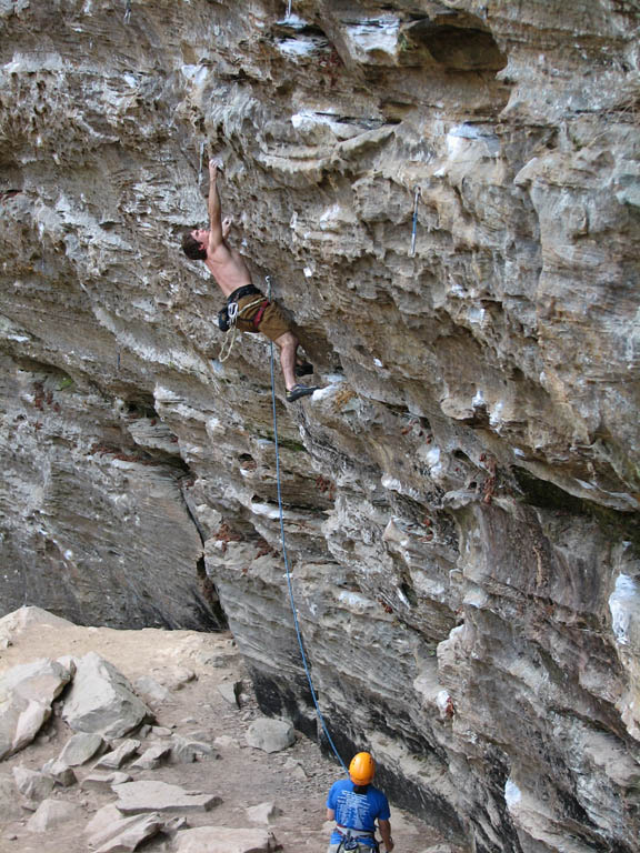 Kyle leading Convicted. (Category:  Rock Climbing)