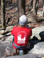 Anna wearing her COE shirt. (Category:  Rock Climbing)