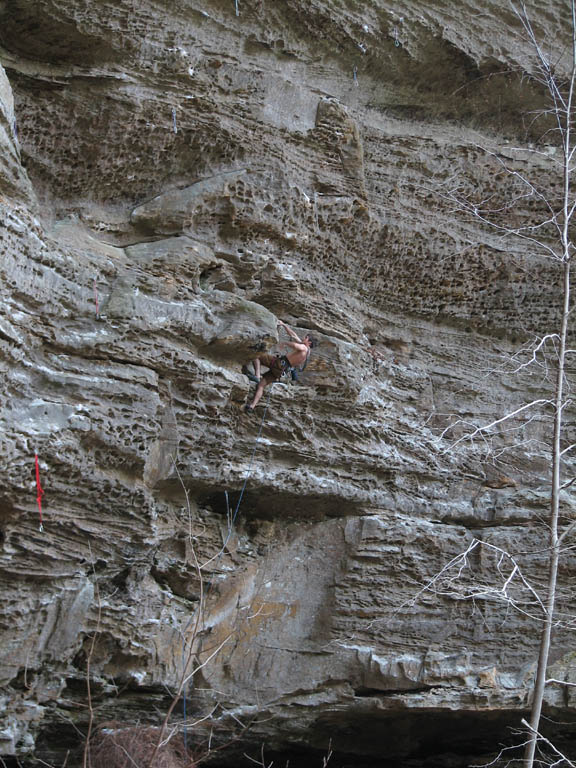 Kyle leading 40 Ounces of Justice. (Category:  Rock Climbing)