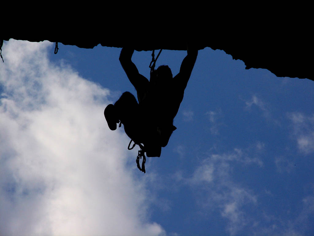 Kyle leading 40 Ounces of Justice. (Category:  Rock Climbing)