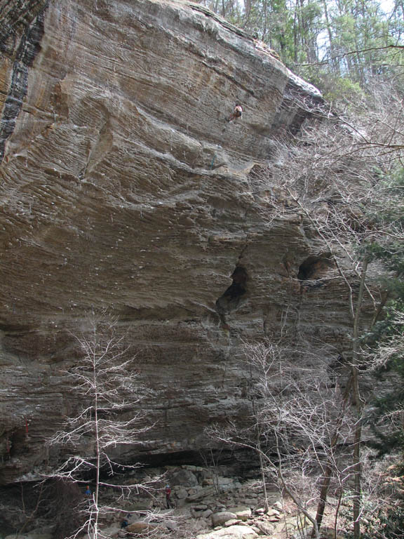 Kyle nearing the top of 40 Ounces of Justice. (Category:  Rock Climbing)