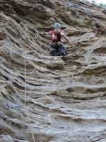 Anna leading Bitter Ray of Sunshine. (Category:  Rock Climbing)