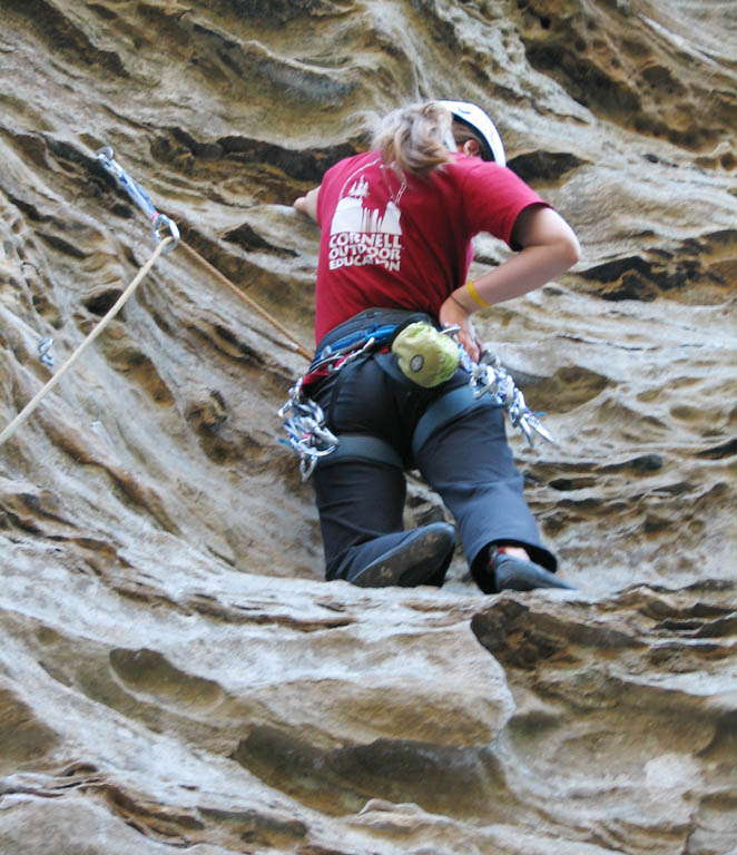 Anna leading Bitter Ray of Sunshine. (Category:  Rock Climbing)