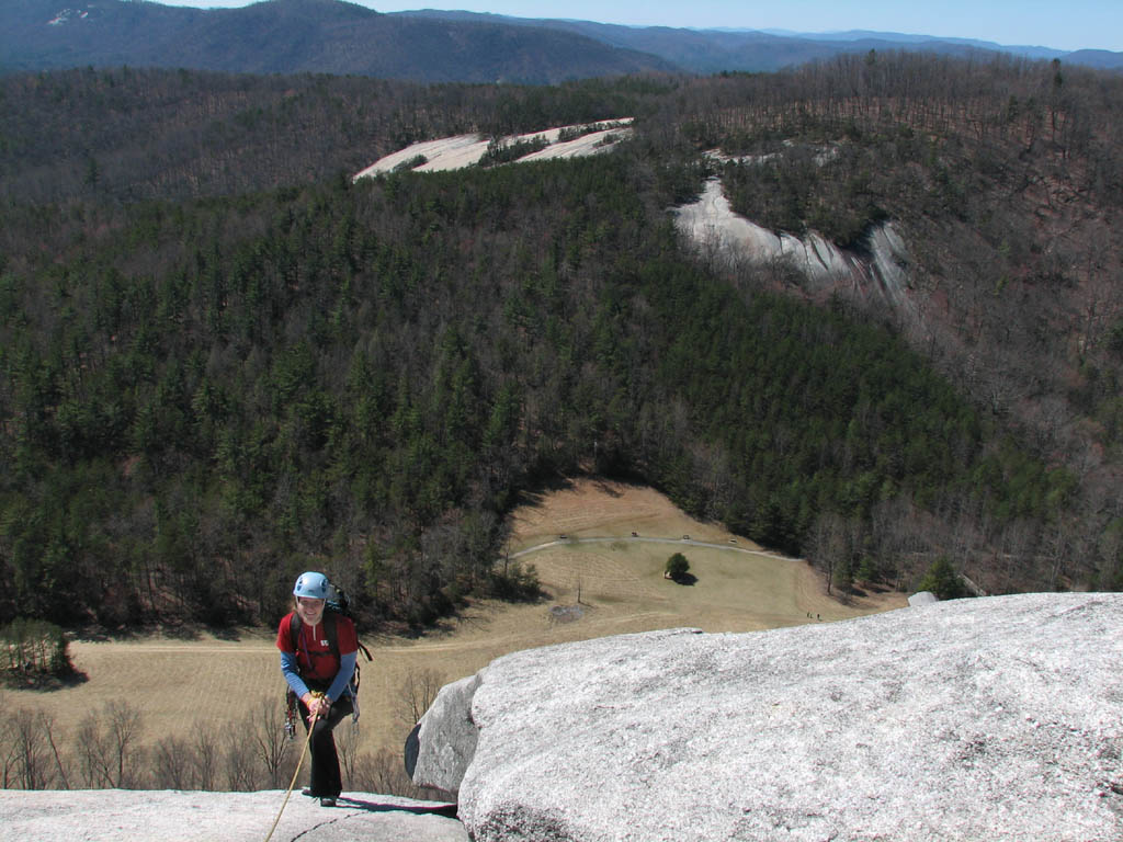 Anna reaching the top of The Great Arch. (Category:  Rock Climbing)