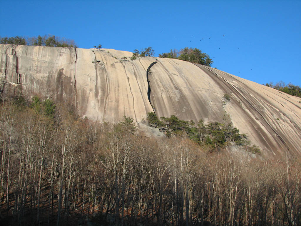 Stone Mountain.  The Great Arch is the large feature in the center of the picture. (Category:  Rock Climbing)