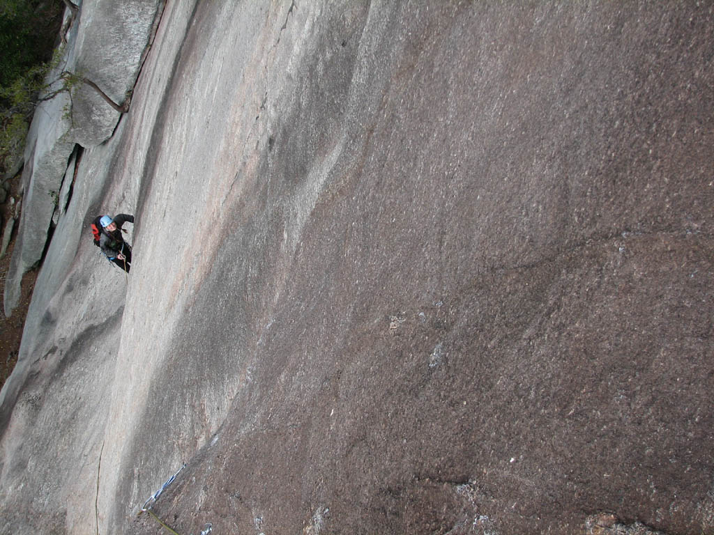 Anna following the first pitch of The Pulpit. (Category:  Rock Climbing)