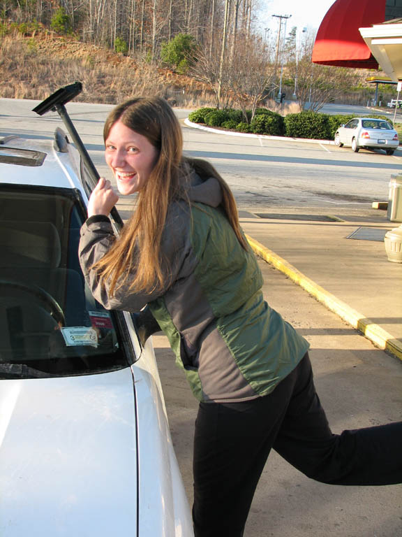 Posing with the squeegee. (Category:  Rock Climbing)