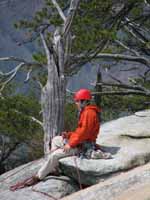 Kyle belaying at the top of The Great Arch. (Category:  Rock Climbing)