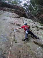 Anna leading Possum Lips. (Category:  Rock Climbing)