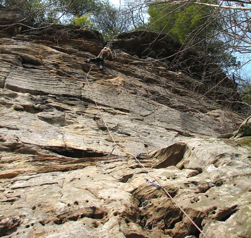 Anna leading Rat Stew. (Category:  Rock Climbing)