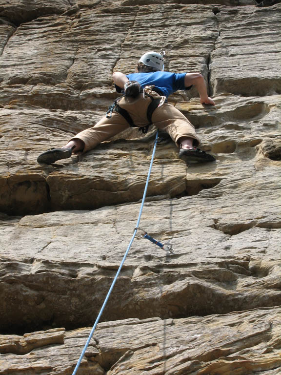 Shern leading Critters on the Cliff. (Category:  Rock Climbing)