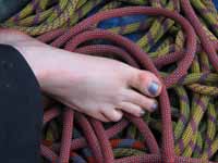 Climbing ropes and climbing foot. (Category:  Rock Climbing)