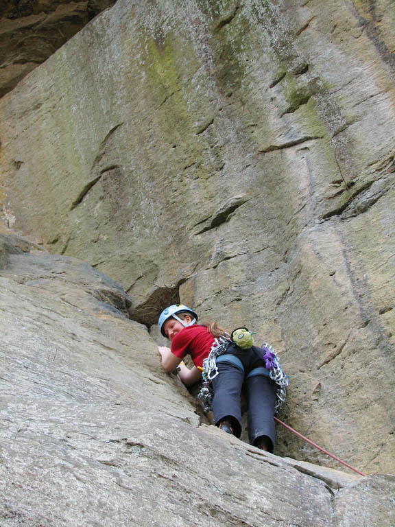 Anna leading Bedtime for Bonzo. (Category:  Rock Climbing)