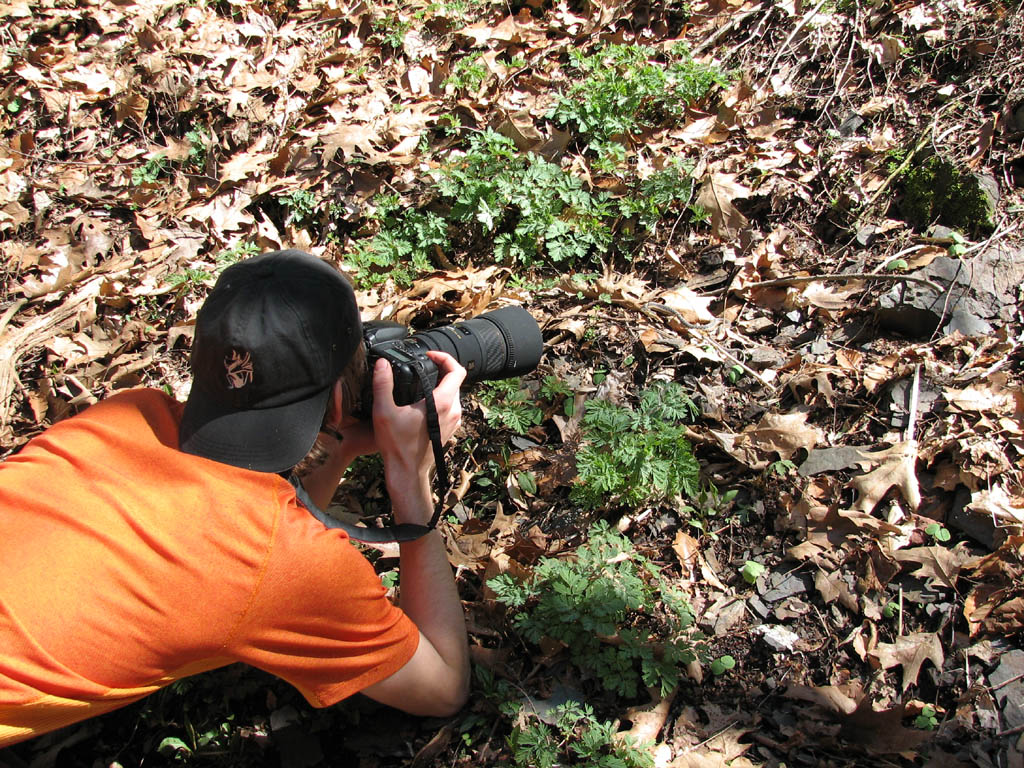 Floris getting a picture of a snake. (Category:  Backpacking)