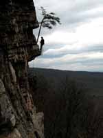 Climber at the first belay on Strictly From Nowhere. (Category:  Rock Climbing)