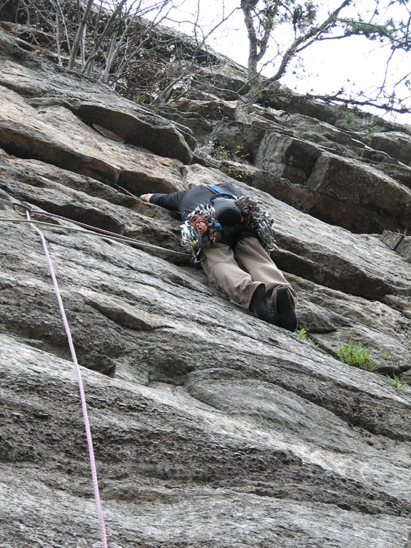 Jim leading the first pitch of Bloody Mary. (Category:  Rock Climbing)