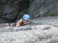 Anna following Birdland. (Category:  Rock Climbing)