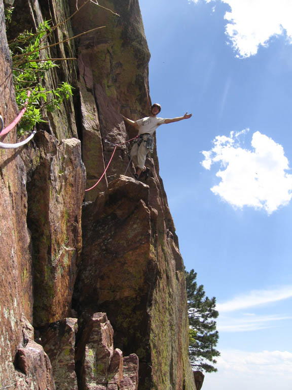 About to lead the traverse on P3 of Ruper. (Category:  Rock Climbing)